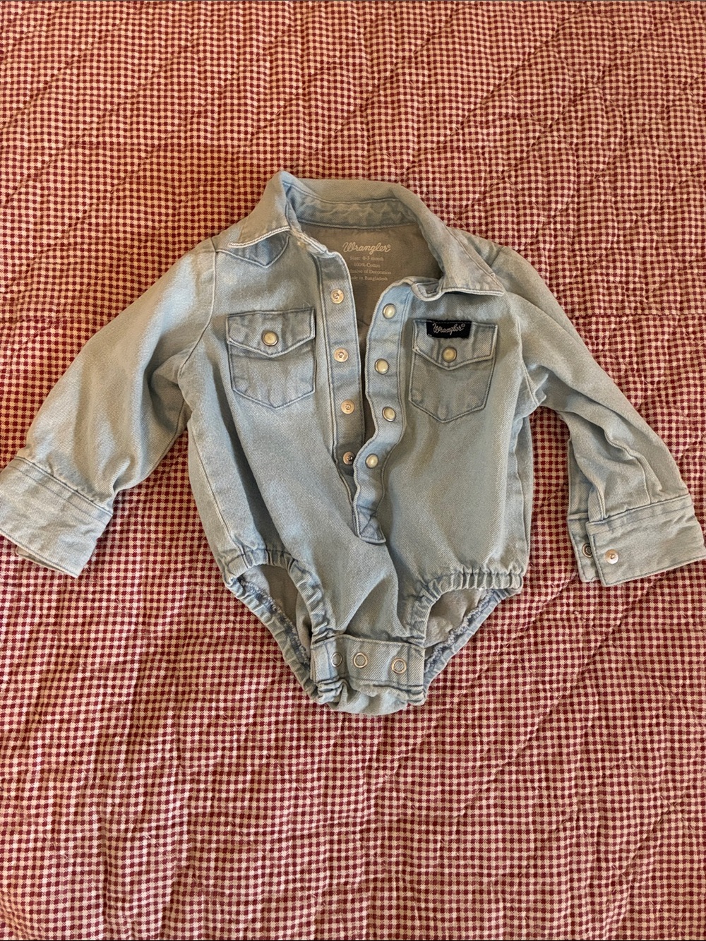 Wrangler Light Blue Denim Infant Western Snap Bodysuit